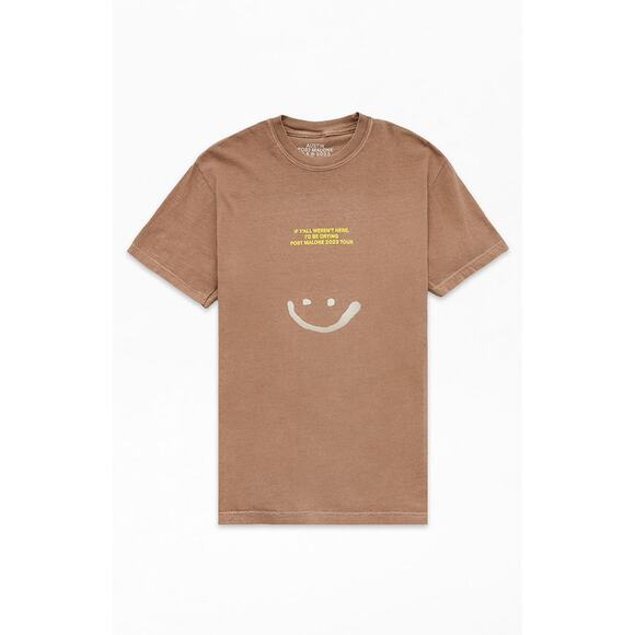 Post Malone Smiley Band 2024 Tour Logo Graphic T-shirt Brown Adult Small - Picture 1 of 8